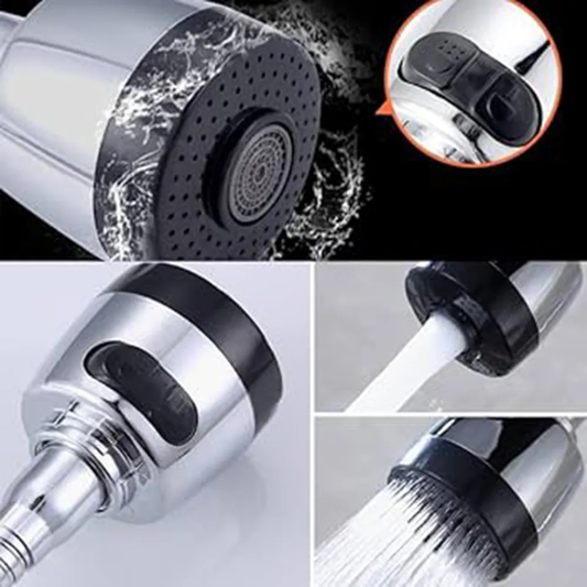 Flexible Dual-Hole Shower Head | Chrome Rotatable Bathroom Faucet Sprayer