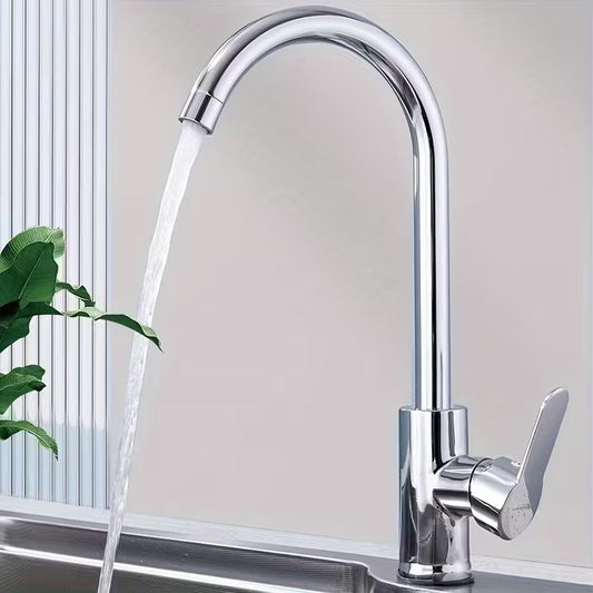 360° Rotating Kitchen Faucet | Single Handle Chrome Sink Mixer Tap with Expandable Inlet Pipe – Universal Thread