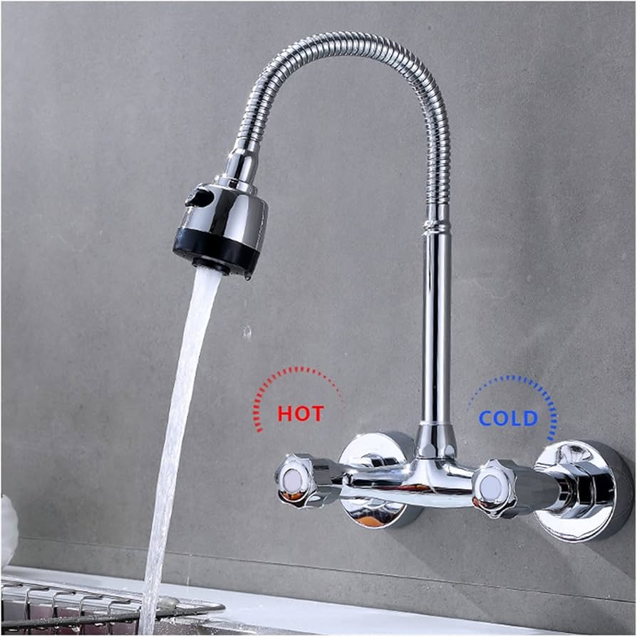 Flexible Dual-Hole Shower Head | Chrome Rotatable Bathroom Faucet Sprayer