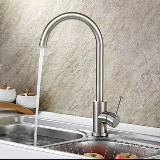 304 Stainless Steel Kitchen Sink Mixer Tap | 360° Swivel Hot & Cold Single Lever Faucet