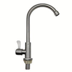 304 Stainless Steel Single Cold Kitchen Faucet | Brushed Deck Mounted Modern Sink Tap