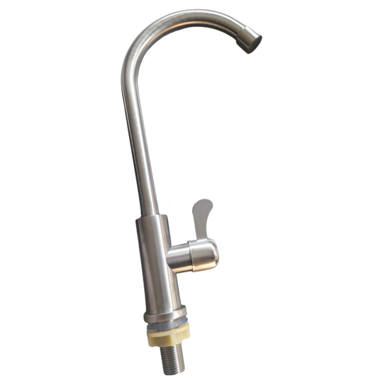 304 Stainless Steel Single Cold Kitchen Faucet | Brushed Deck Mounted Modern Sink Tap
