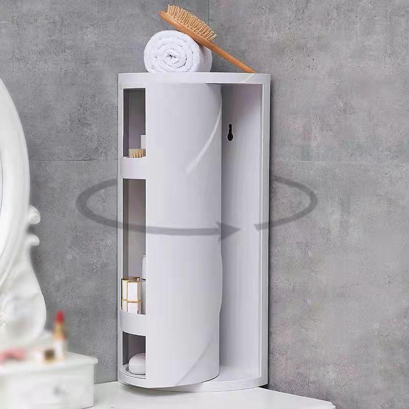 360° Rotating Corner Cabinet Rack | Waterproof Bathroom & Kitchen Storage Shelf – Drill-Free Wall Mount
