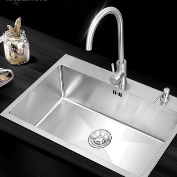 24x18 Handmade Kitchen Sink Stainless Steel 6045 – Single Bowl Sink with Drain & Rinse Basket