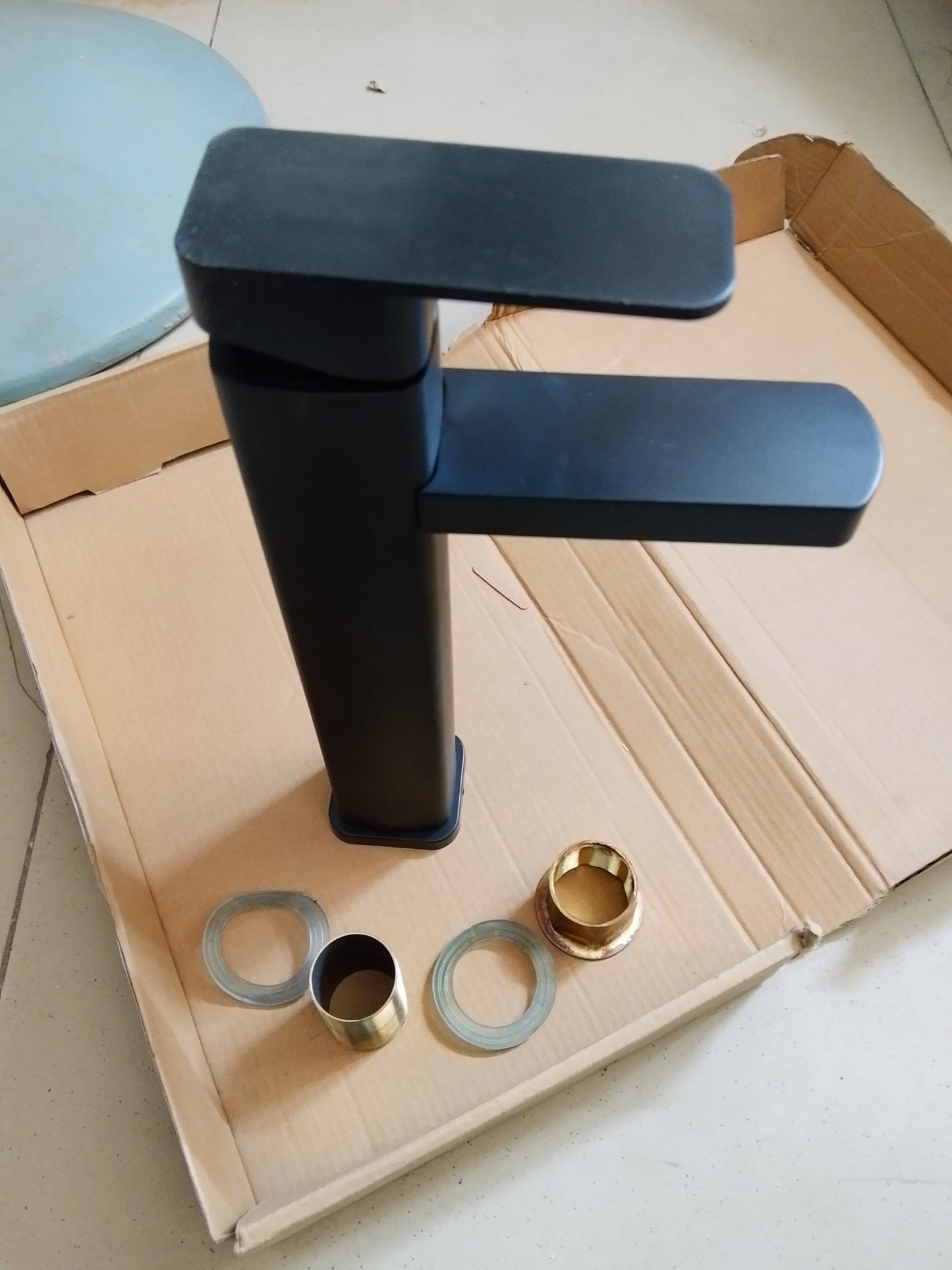 Matte Black Tall Basin Mixer Tap | Single Lever Hot & Cold Bathroom Faucet – Solid Brass, Deck Mounted