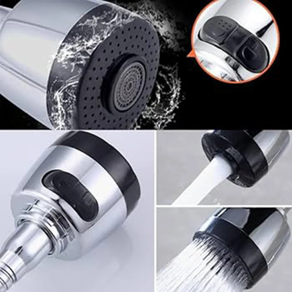 Flexible Dual-Hole Shower Head | Chrome Rotatable Bathroom Faucet Sprayer