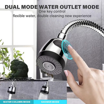 Flexible Dual-Hole Shower Head | Chrome Rotatable Bathroom Faucet Sprayer