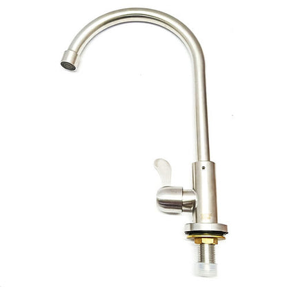 304 Stainless Steel Single Cold Kitchen Faucet | Brushed Deck Mounted Modern Sink Tap