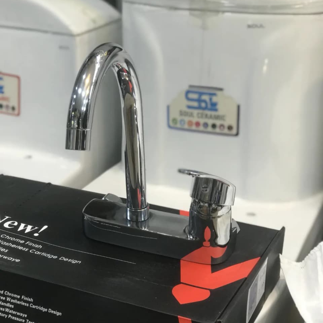 Chrome Wall Mounted Sink Mixer Tap | Hot & Cold Single Lever Kitchen Faucet with 360° Swivel