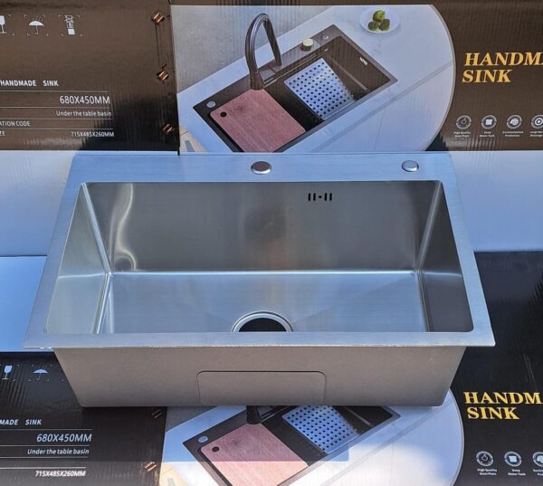 24x18 Handmade Kitchen Sink Stainless Steel 6045 – Single Bowl Sink with Drain & Rinse Basket