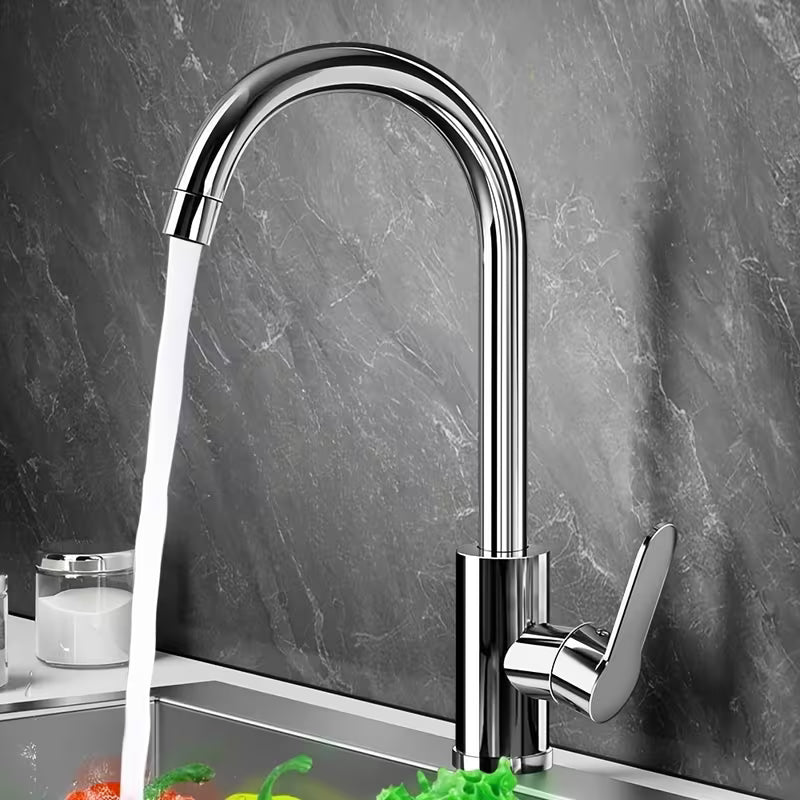 360° Rotating Kitchen Faucet | Single Handle Chrome Sink Mixer Tap with Expandable Inlet Pipe – Universal Thread