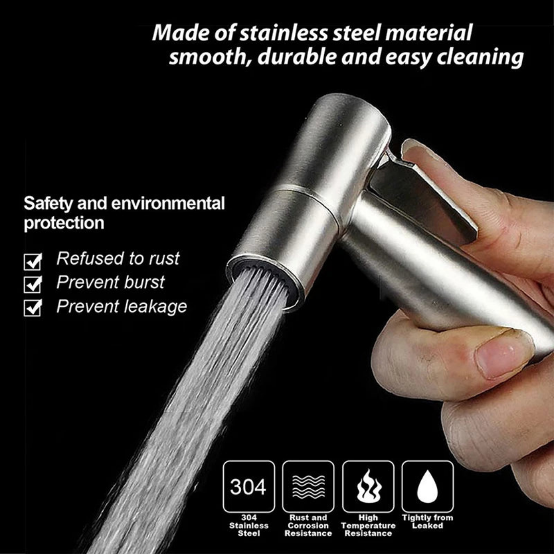 Stainless Steel Handheld Bidet Spray Gun | Toilet & Bathroom Sprayer with Adjustable Flow & Pause Function