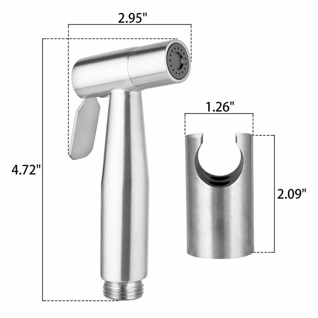 Stainless Steel Handheld Bidet Spray Gun | Toilet & Bathroom Sprayer with Adjustable Flow & Pause Function