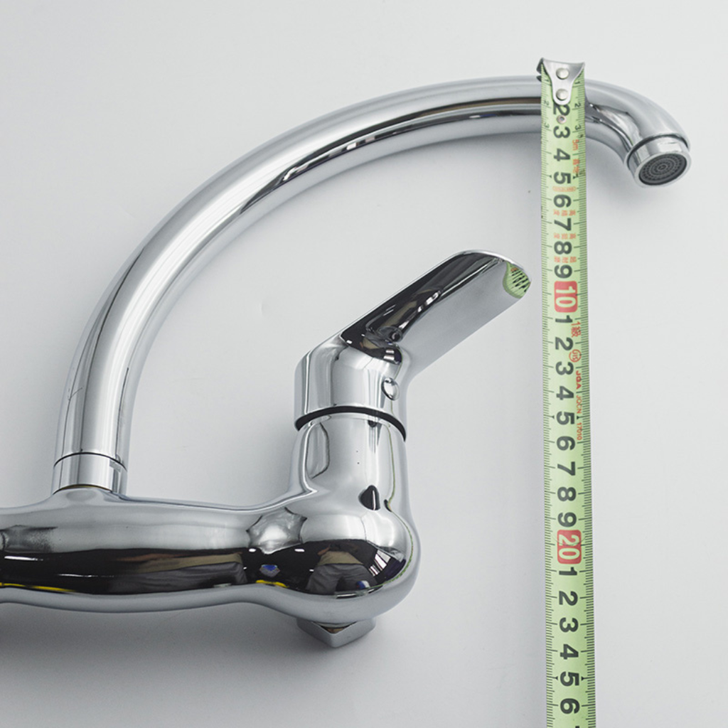 Glossy Chrome Wall Mounted Sink Mixer Tap | Hot & Cold Single Lever Kitchen Faucet with Swivel Spout