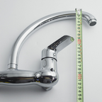 Glossy Chrome Wall Mounted Sink Mixer Tap | Hot & Cold Single Lever Kitchen Faucet with Swivel Spout