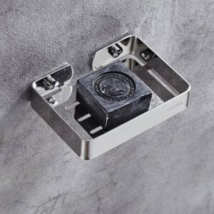 304 Stainless Steel Soap Dish Holder | Wall Mounted Soap Saver Tray with Drainage – 13.5×9.7 cm