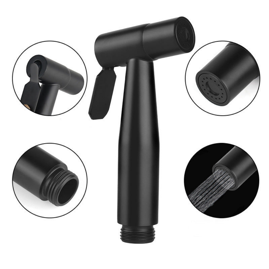 Matte Black Handheld Bidet Spray Gun | Stainless Steel Toilet & Bathroom Sprayer with Adjustable Flow & Pause Function