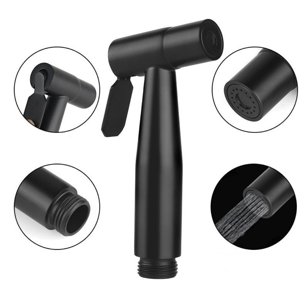 Matte Black Handheld Bidet Spray Gun | Stainless Steel Toilet & Bathroom Sprayer with Adjustable Flow & Pause Function
