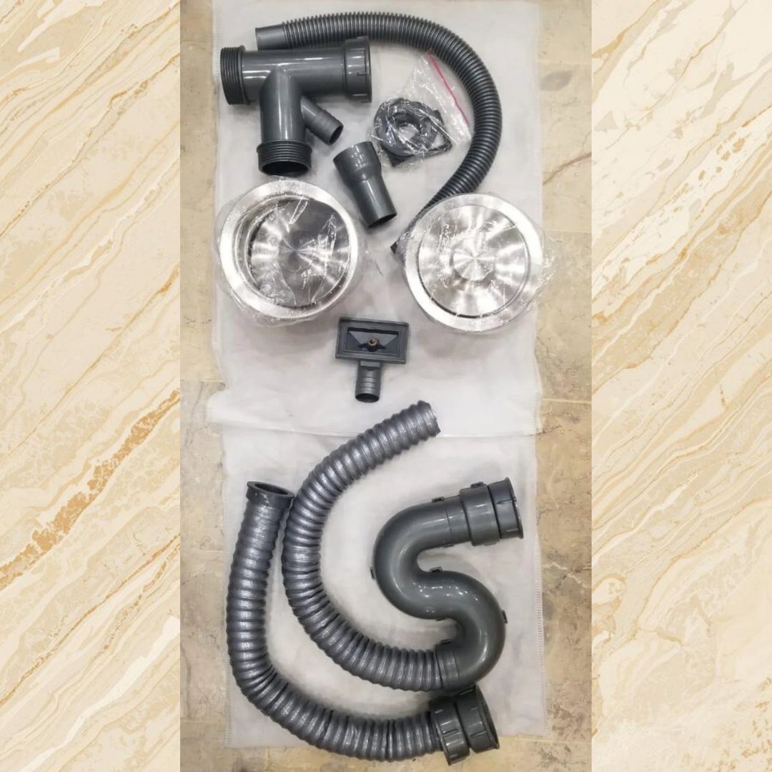32×18 Inches Handmade Kitchen Sink 8245 | 304 Stainless Steel | Double Bowl | Drains + Rinse Basket
