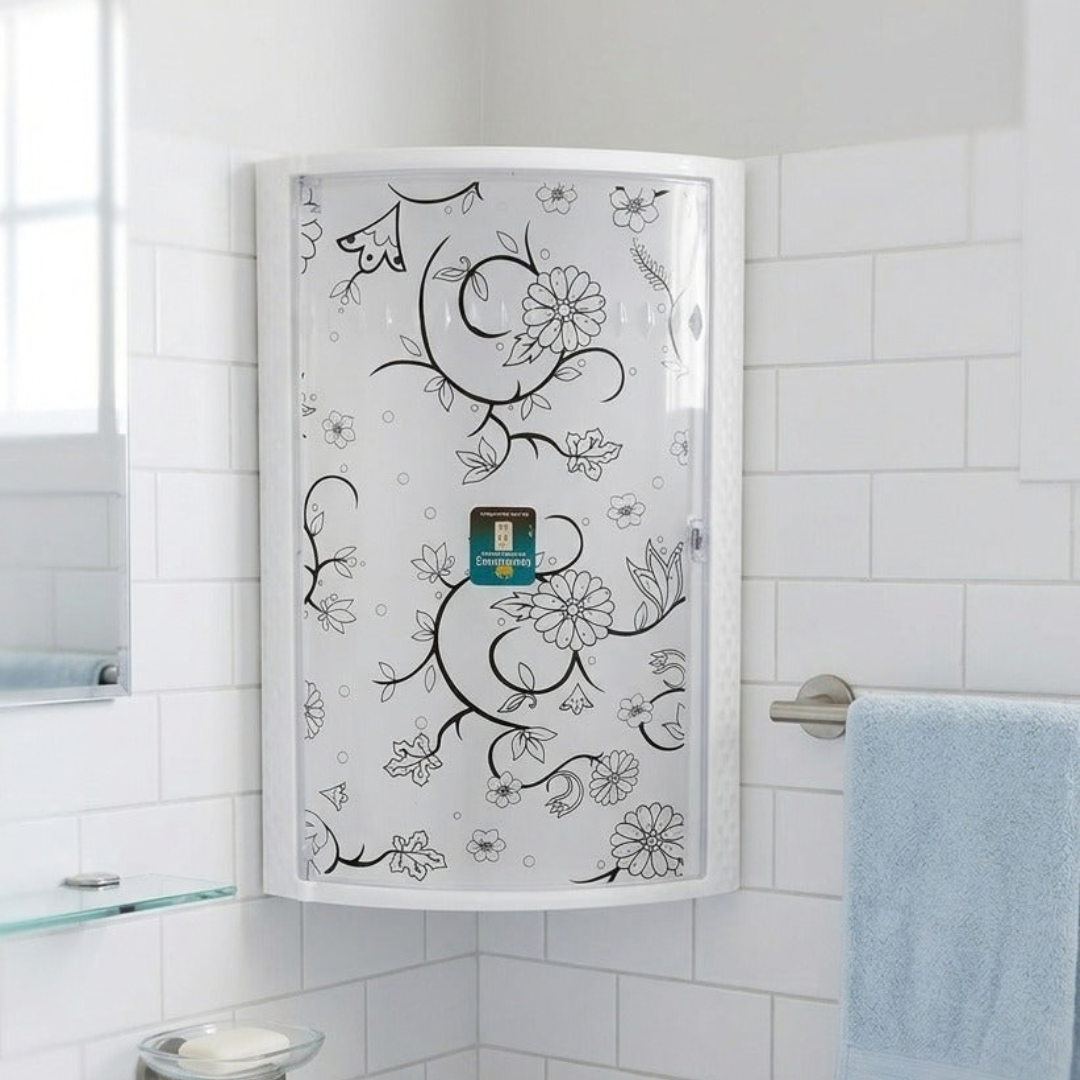 Galaxy Wall Mounted Plastic Decore Bathroom Cabinet | Washroom Storage Shelf Organizer – White & Multi Colors