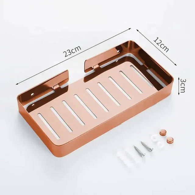 SUS304 Stainless Steel Wall Mounted Soap Dish Rack | Large Drainage Soap Holder – Black, Silver, Gold & Rose Gold
