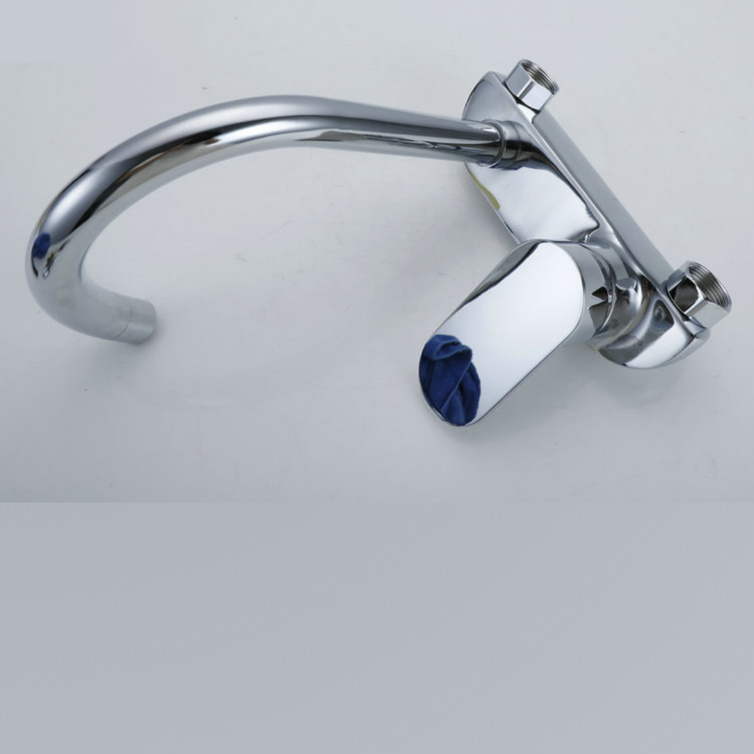 Chrome Wall Mounted Sink Mixer Tap | Hot & Cold Single Lever Kitchen Faucet with 360° Swivel