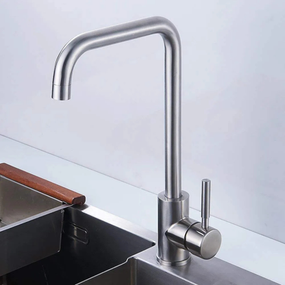 SUS 304 Stainless Steel Kitchen Sink Mixer Tap | 360° Swivel Hot & Cold Single Lever Faucet