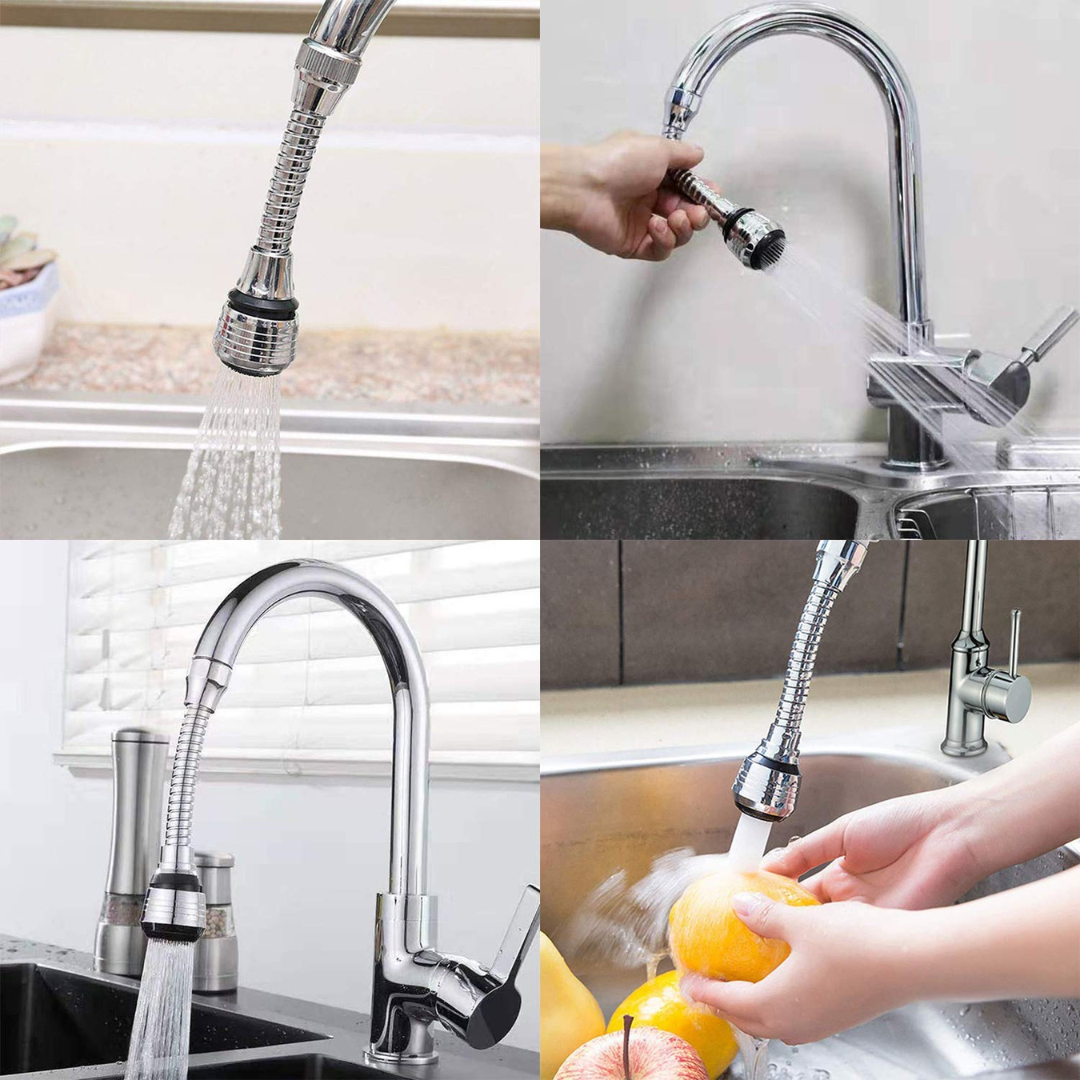 Turbo Flex 360° Flexible Faucet Sprayer | Stainless Steel Rotating Tap Extension for Kitchen & Bathroom