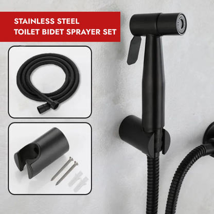 Matte Black Handheld Bidet Spray Gun | Stainless Steel Toilet & Bathroom Sprayer with Adjustable Flow & Pause Function
