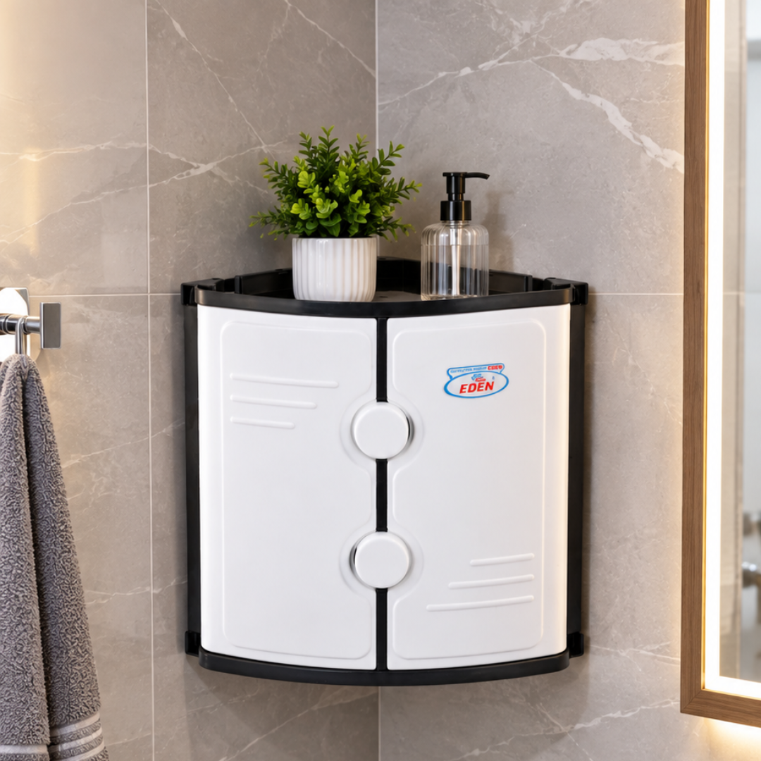 Wall Mounted Bathroom Corner Cabinet | ABS Plastic Storage Shelf – White & Multi Colors