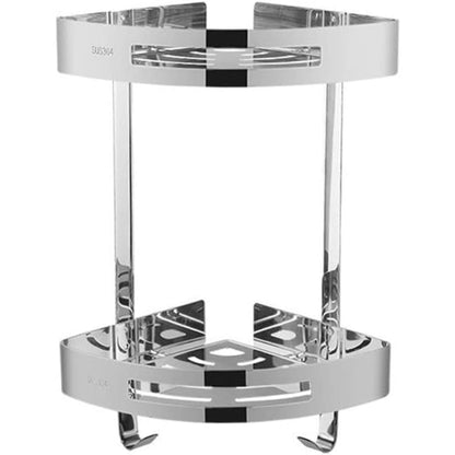 Stainless Steel Bathroom Corner Shelf | Double Layer Silver Chrome Shower Basket – Wall Mounted, Rust-Resistant