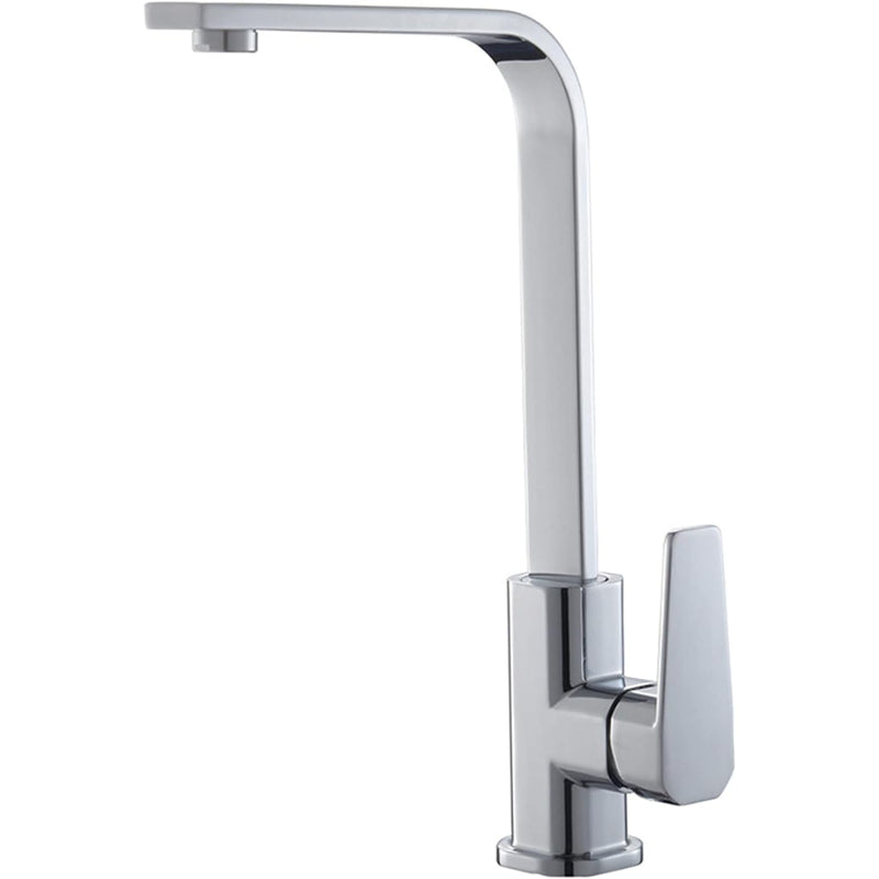 Premium 14-Inch L-Shape Stainless Steel Kitchen Faucet | Hot & Cold 360° Rotating Mixer Tap – Brushed Chrome, Single Hole