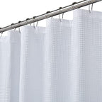 Aqua Ombre Leaves Textured Fabric Shower Curtain Set | 70"×72" Bathroom Curtain with 12 Metal Rings – Machine Washable