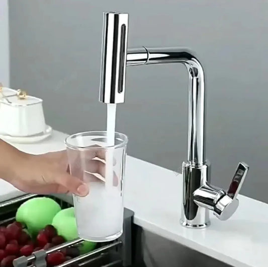 Waterfall Kitchen Faucet with Pull Down Sprayer | 3-Mode 360° Swivel Stainless Steel Sink Mixer Tap