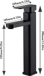 Matte Black Tall Basin Mixer Tap | Single Lever Hot & Cold Bathroom Faucet – Solid Brass, Deck Mounted