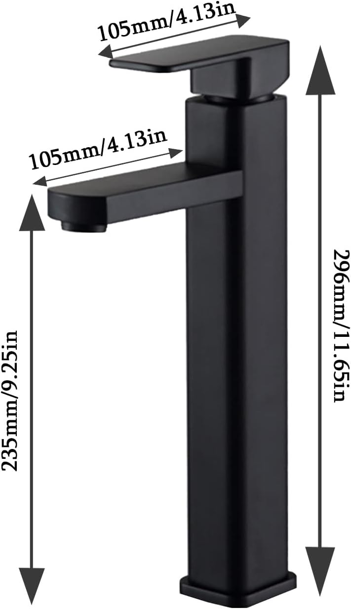 Matte Black Tall Basin Mixer Tap | Single Lever Hot & Cold Bathroom Faucet – Solid Brass, Deck Mounted