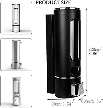 Wall Mount Soap Dispenser 400ml | Black ABS Manual Liquid Soap Dispenser for Bathroom & Kitchen