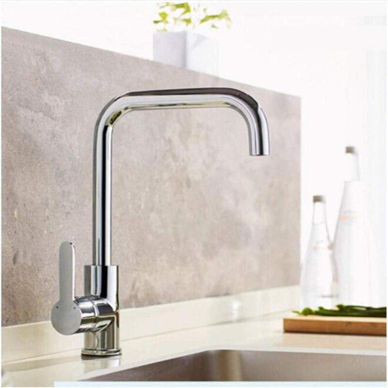 Bay Neck Chrome Kitchen Mixer Faucet | Hot & Cold Single Handle Sink Tap – PVC Body, Deck Mounted