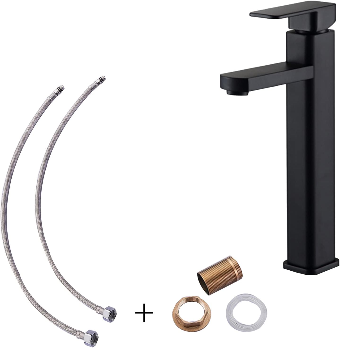 Matte Black Tall Basin Mixer Tap | Single Lever Hot & Cold Bathroom Faucet – Solid Brass, Deck Mounted