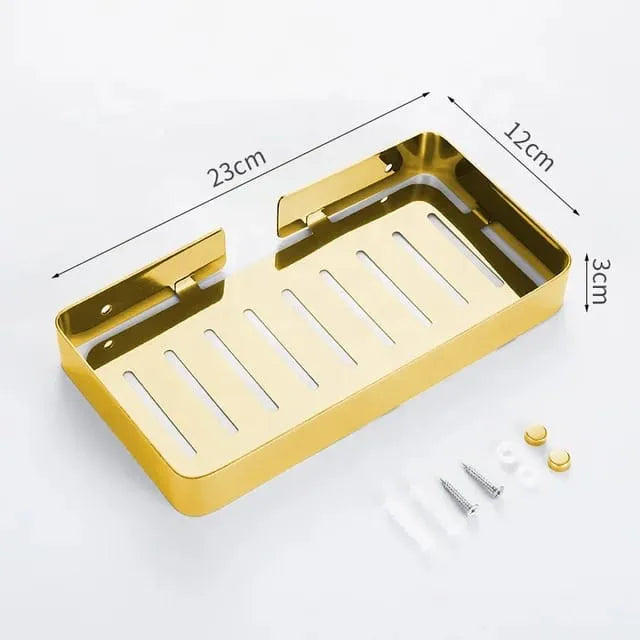 SUS304 Stainless Steel Wall Mounted Soap Dish Rack | Large Drainage Soap Holder – Black, Silver, Gold & Rose Gold