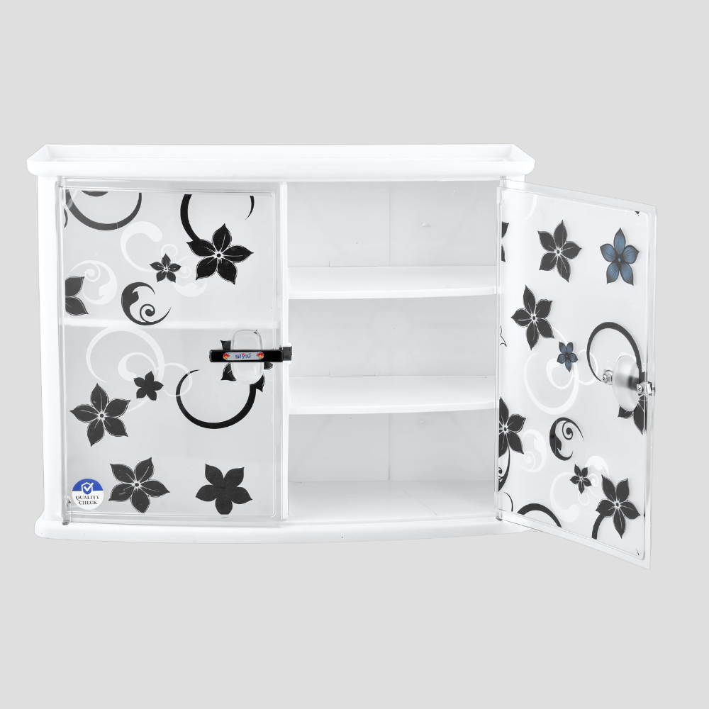 Wall Mounted Double Door Plastic Bathroom Cabinet | Waterproof Storage Organizer – Multi-Color