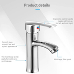 Silver Chrome Bathroom Basin Mixer Faucet | Single Handle Hot & Cold Washbasin Tap