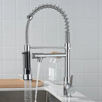 Pull Out Kitchen Faucet Chrome Spring Mixer | Hot & Cold Single Handle Sink Tap