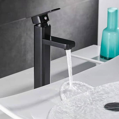 Matte Black Tall Basin Mixer Tap | Single Lever Hot & Cold Bathroom Faucet – Solid Brass, Deck Mounted