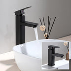 Matte Black Tall Basin Mixer Tap | Single Lever Hot & Cold Bathroom Faucet – Solid Brass, Deck Mounted
