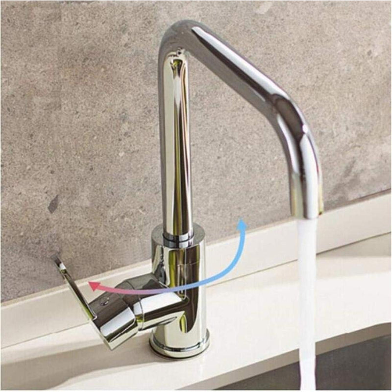 Bay Neck Chrome Kitchen Mixer Faucet | Hot & Cold Single Handle Sink Tap – PVC Body, Deck Mounted