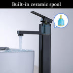 Matte Black Tall Basin Mixer Tap | Single Lever Hot & Cold Bathroom Faucet – Solid Brass, Deck Mounted