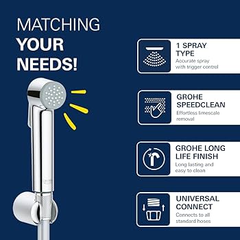 Grohe Tempesta Trigger Spray 30 | Muslim Shower Bidet Set with Hose & Wall Holder