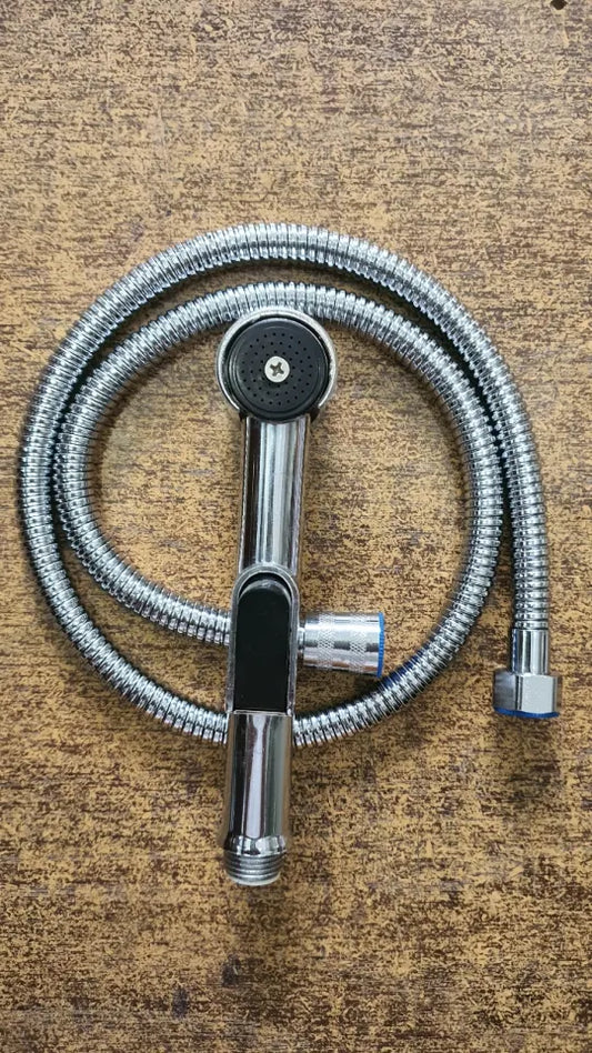 Muslim Shower Complete Set | Chrome Bidet Sprayer Kit with 1M Hose Pipe – Brass Core, Leak-Resistant