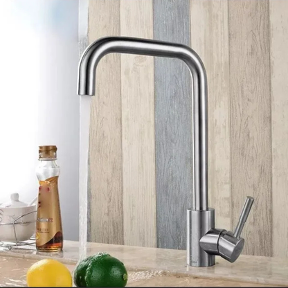 SUS 304 Stainless Steel Kitchen Sink Mixer Tap | 360° Swivel Hot & Cold Single Lever Faucet